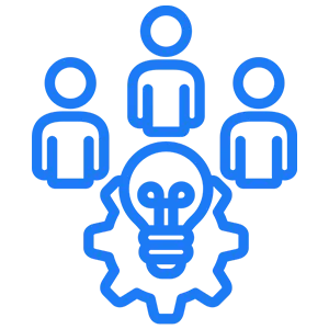 Icono de provisión de personal, combinando personas, ideas y procesos.